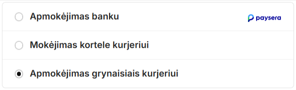 Mokėjimo pasirinkimai